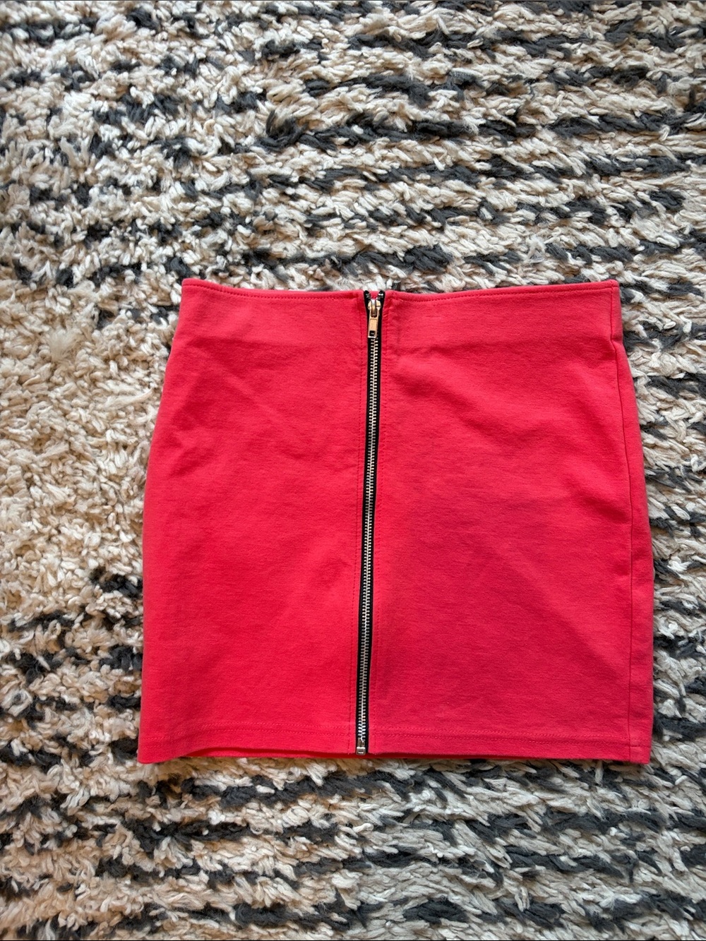 Divided Bright Red Front-Zip Mini Skirt